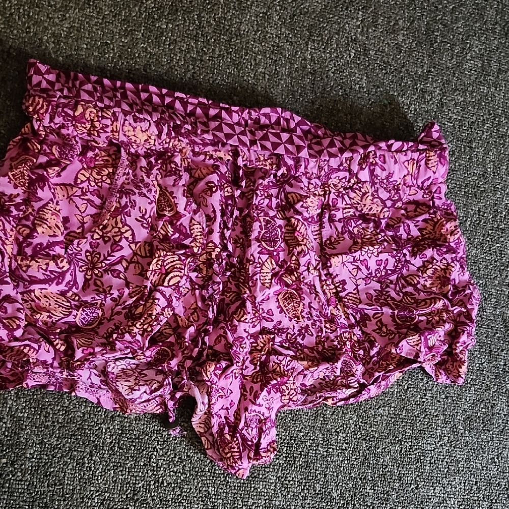 Vanilla Star Pink and Purple Pajama Shorts with Ruffled Waistband
